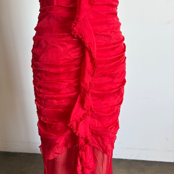 NWOT Red For Love And Lemons “Katya” Silk Chiffon Maxi Dress #2 Sz Small - Picture 6 of 16